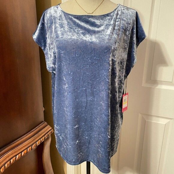 Vince Camuto Blue Velvet Blouse - Picture 1 of 8